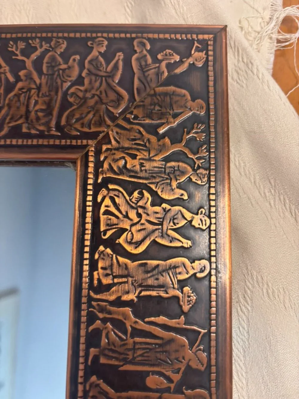 VTG Roman Greek Relief Frame Mirror Classical Antiquity Gallery Wall
